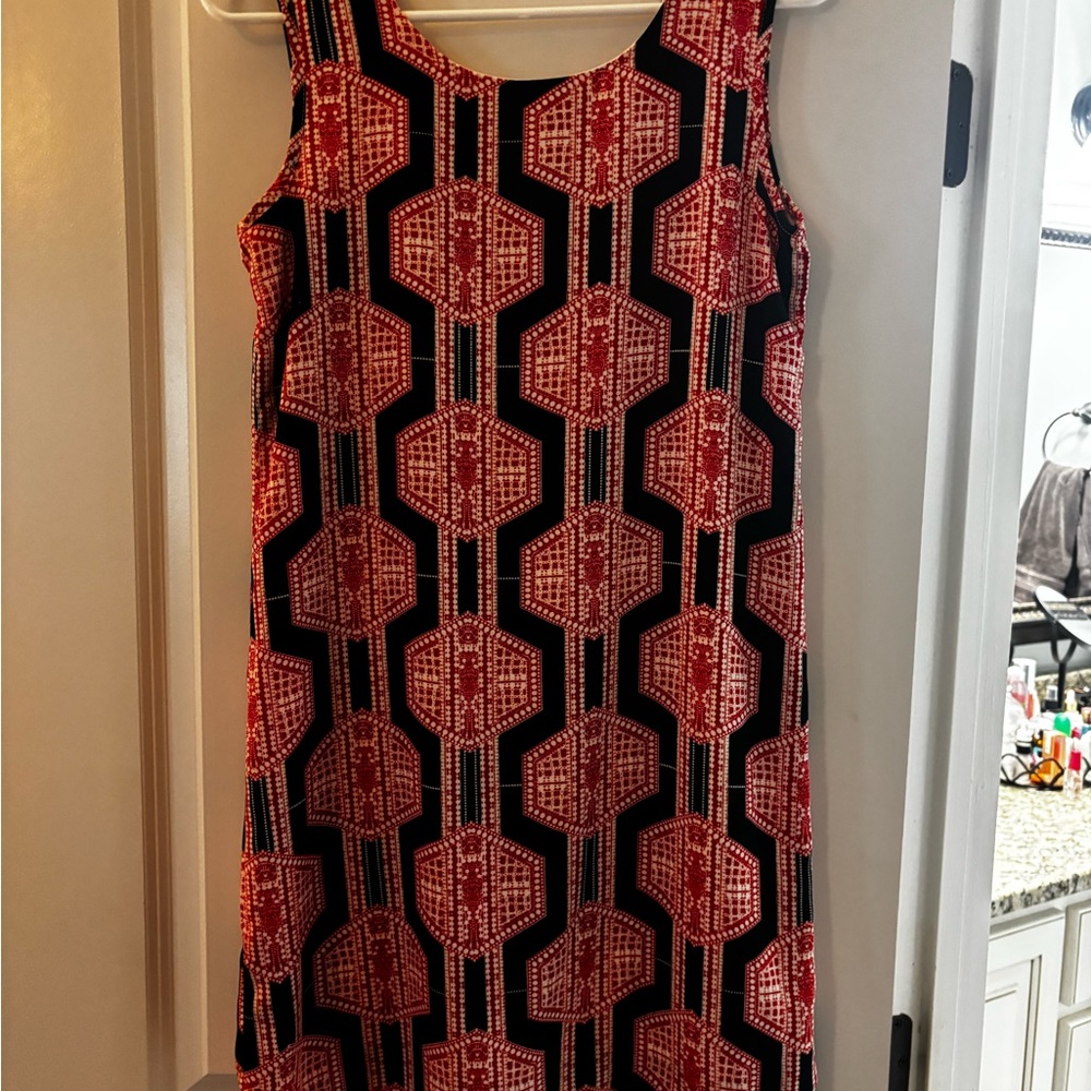 Elegant Red and Blue Geometric Mini Dress